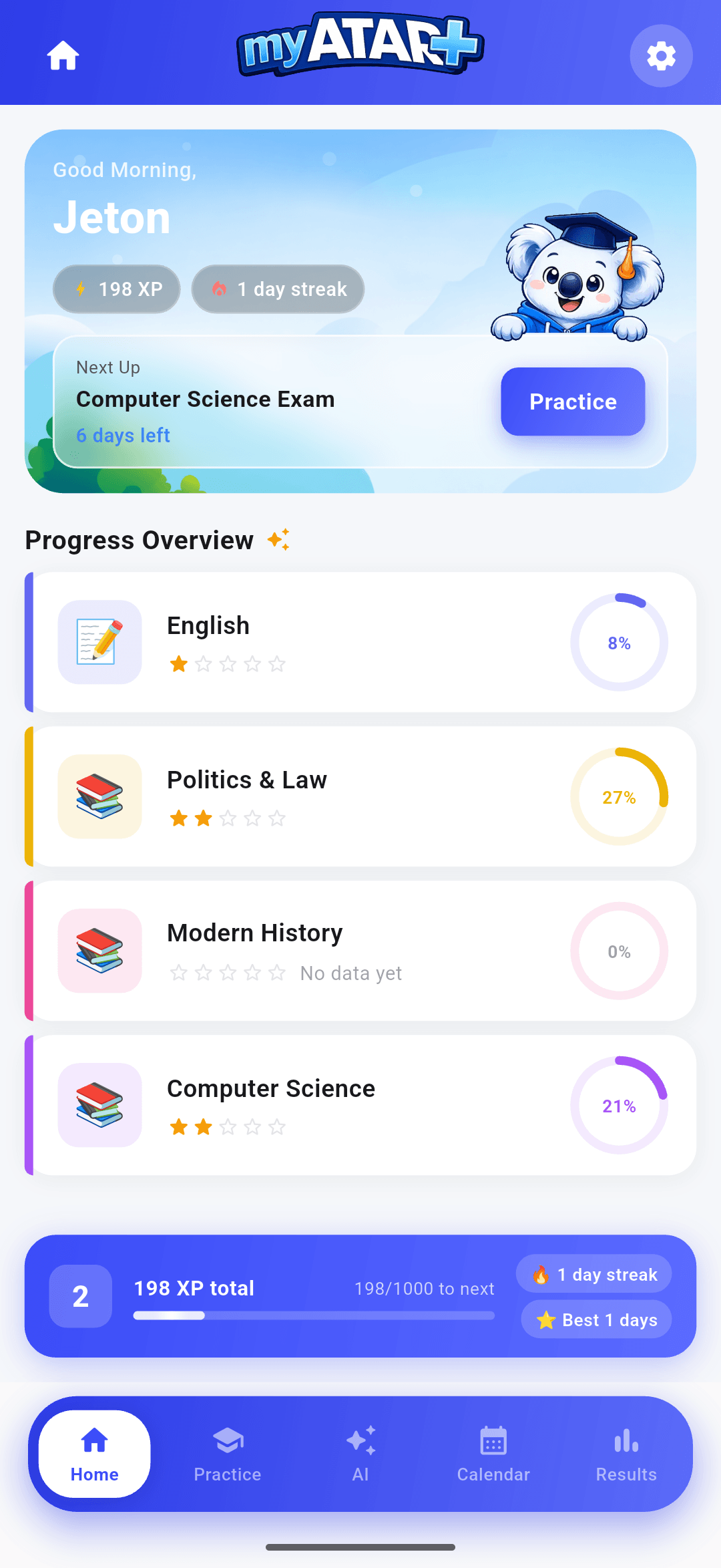 MyATAR+ app dashboard